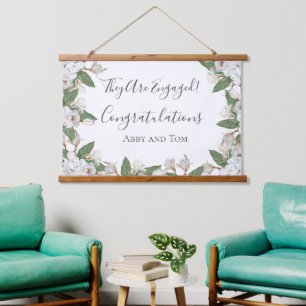Magnolia Floral Botanical Engagement Banner Hanging Tapestry