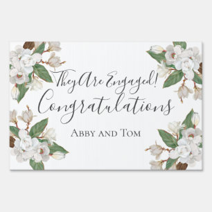 Magnolia Floral Botanical Engagement Banner Sign