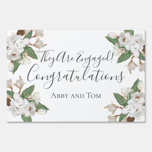 Magnolia Floral Botanical Engagement Banner Sign