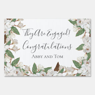 Magnolia Floral Botanical Engagement Banner Sign