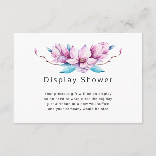 Magnolia Floral Bridal Shower Display Shower Enclosure Card (Front)