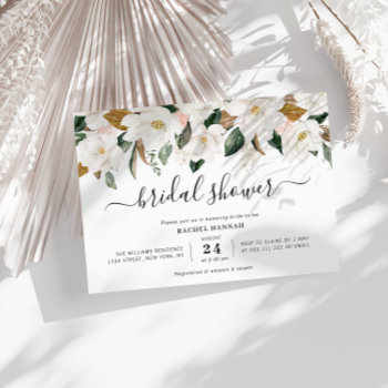 Magnolia Floral Bridal Shower Invitation by classiqshopp at Zazzle