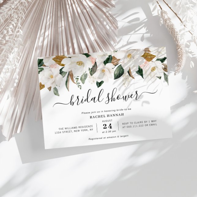 magnolia floral bridal shower invitation (Creator Uploaded)