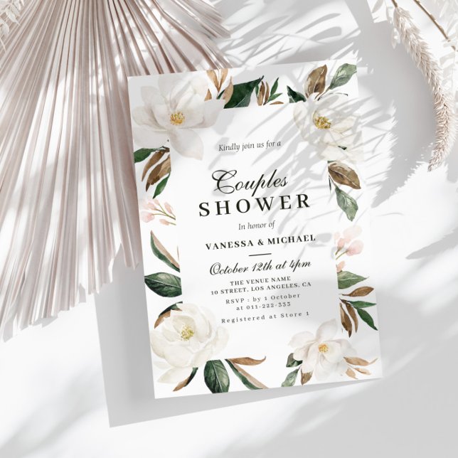 Magnolia floral couples shower invitation (Creator Uploaded)