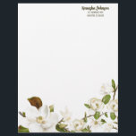 Magnolia Floral Couples Shower Letterhead<br><div class="desc">White Magnolia with Southern Charm.</div>