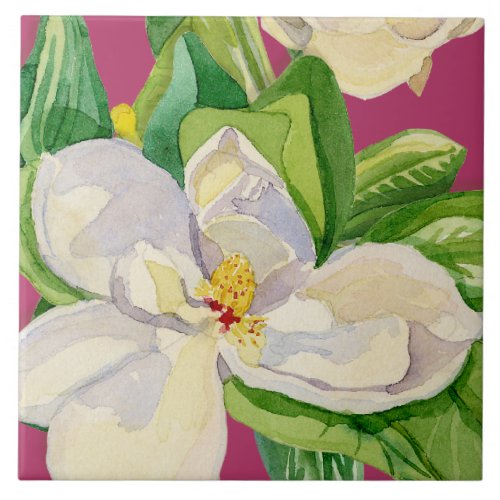 Magnolia Floral Decorative Kitchen Art Tile Design