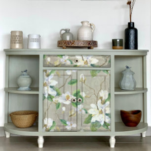 Magnolia Floral Farmhouse Gray Ephemera Decoupage Tissue Paper