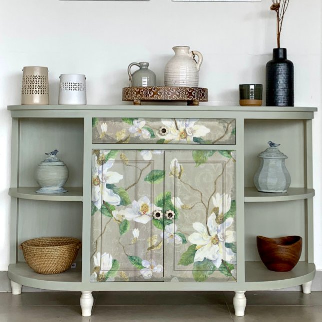 Magnolia Floral Farmhouse Gray Ephemera Decoupage Tissue Paper (Creator Uploaded)