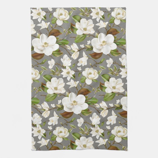 Magnolia Floral Kitchen Towel (Vertical)