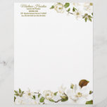 Magnolia Floral Letterhead<br><div class="desc">White Magnolia with Southern Charm.
Background pattern can be deleted or hidden by using the customize further option.</div>