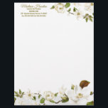 Magnolia Floral Letterhead<br><div class="desc">White Magnolia with Southern Charm.
Background pattern can be deleted or hidden by using the customize further option.</div>