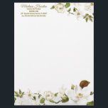 Magnolia Floral Letterhead<br><div class="desc">White Magnolia with Southern Charm.
Background pattern can be deleted or hidden by using the customize further option.</div>