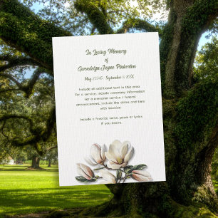 Magnolia Floral Memorial Funeral Service Card