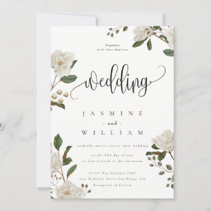  Magnolia Floral Modern  Wedding  Invitation