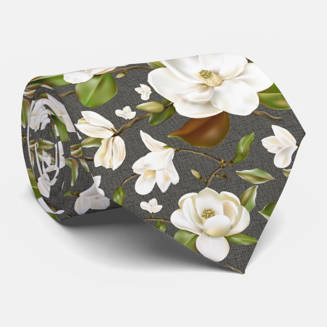 Magnolia Floral Neck Tie (Rolled)