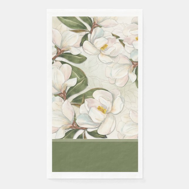 Magnolia Floral Paper Guest Towel (Front)