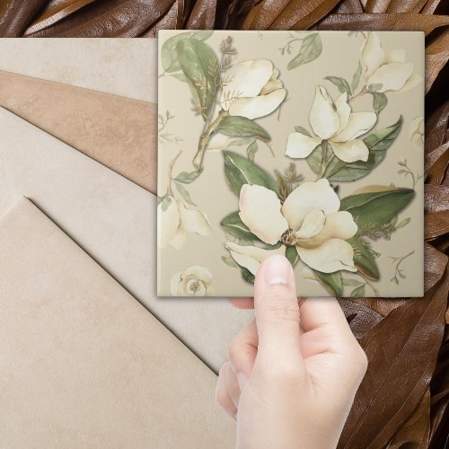 Magnolia Floral Print Decorative Tile