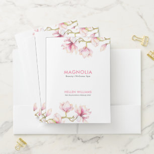 Magnolia floral spring bloom pocket folder
