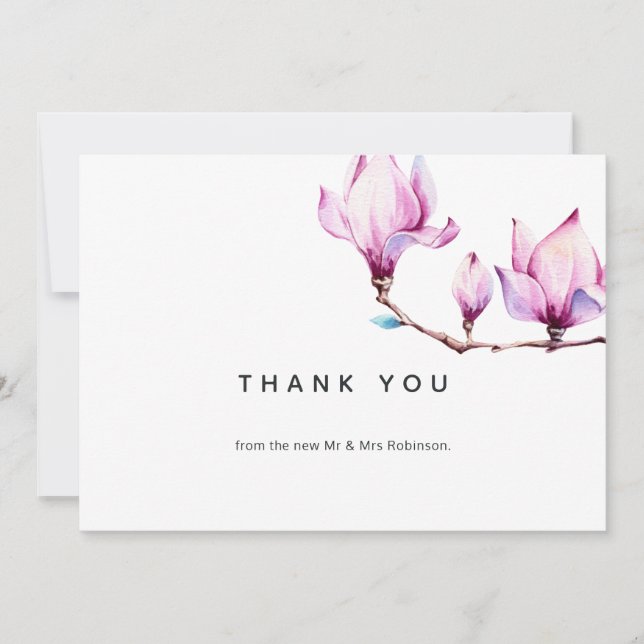 Magnolia Floral Thank You Card (Front)