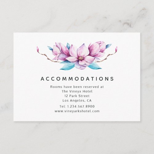 Magnolia Floral Wedding Accommodations Enclosure Card