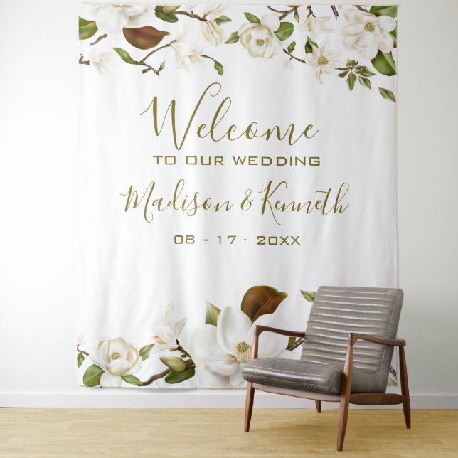 Magnolia Floral Wedding Backdrop (In Situ)
