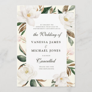 Magnolia floral wedding cancellation announcement