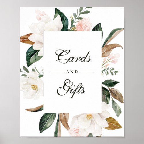 Magnolia floral wedding Cards  Gifts sign