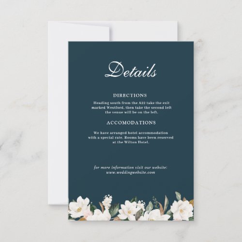 Magnolia floral wedding details card