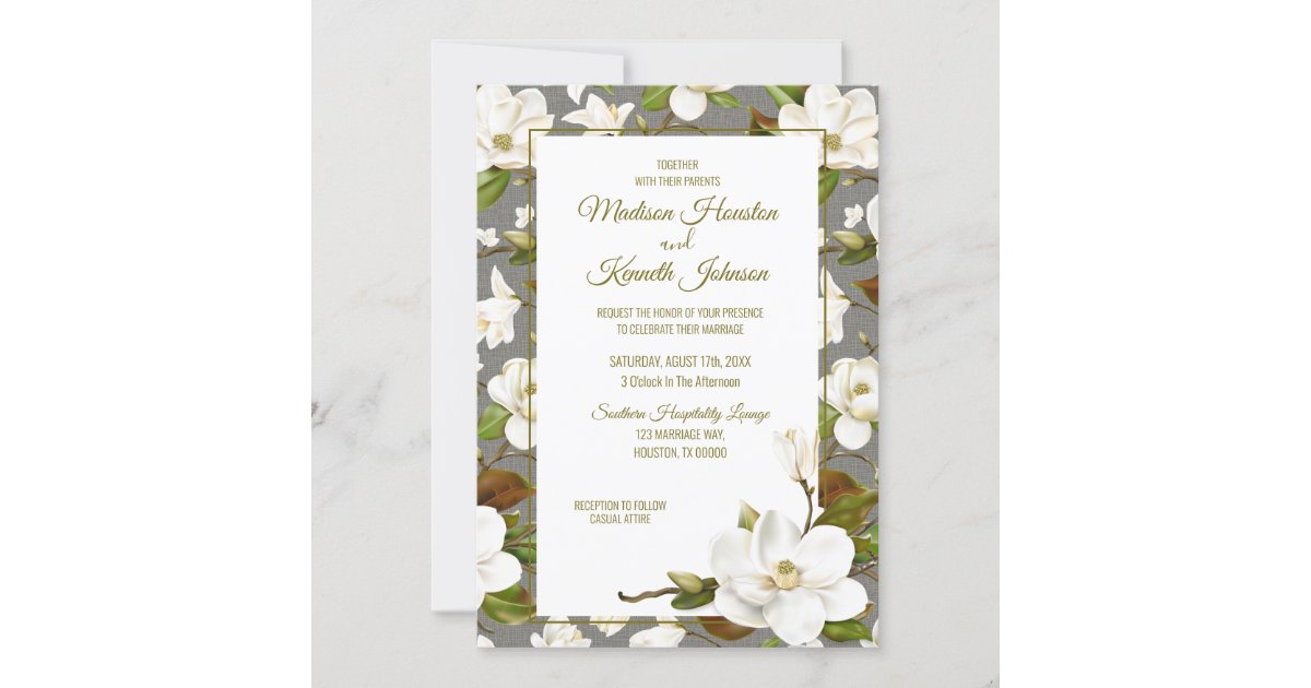 Magnolia Floral Wedding Invitation | Zazzle