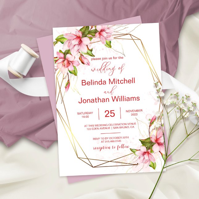 Magnolia Floral Wedding Invitation (Creator Uploaded)