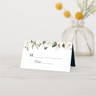 Magnolia floral wedding place cards