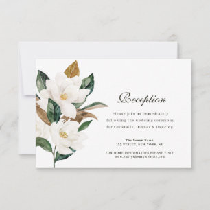 Magnolia floral wedding reception card