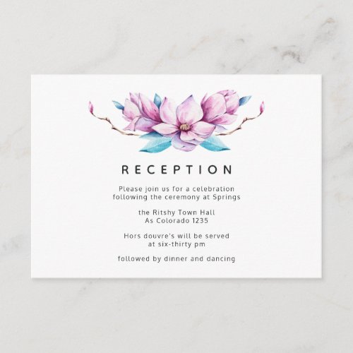 Magnolia Floral Wedding Reception Enclosure Card