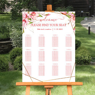 Magnolia Floral Wedding Seating Chart Foam Board