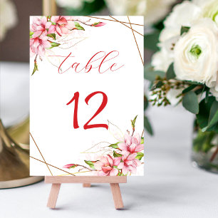 Magnolia Floral Wedding Table Number
