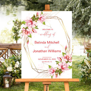 Magnolia Floral Wedding Welcome Sign