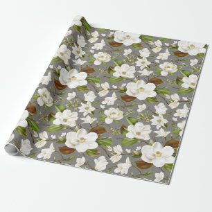 Magnolia Floral Wedding Wrapping Paper