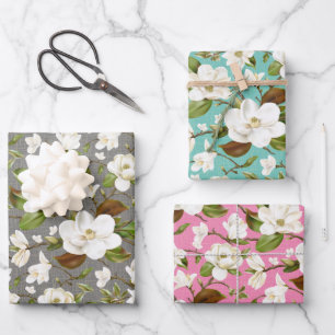 Magnolia Floral Wedding Wrapping Paper Sheets