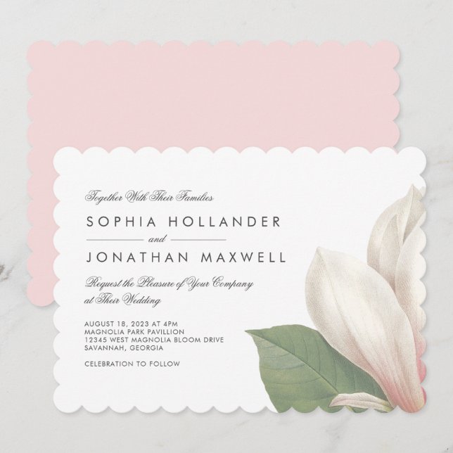 Magnolia Flower Blossom Invitation (Front/Back)