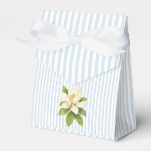 Magnolia Flower Blue Stripe Preppy Favor Boxes