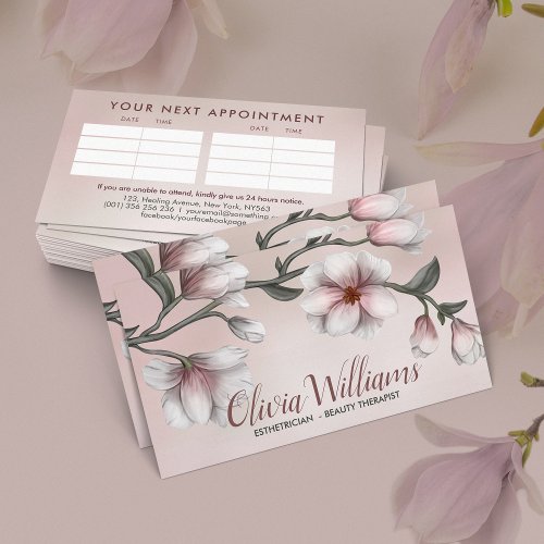 Magnolia Flower Branch Illustration Business Card
