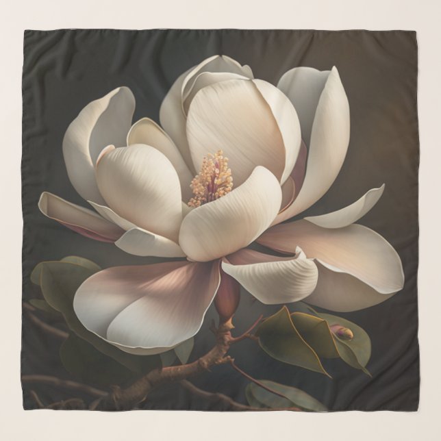 Magnolia Flower Chiffon Scarf (Front)