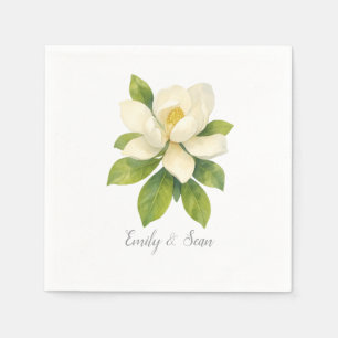 Magnolia Flower Custom Wedding Monogram  Napkins