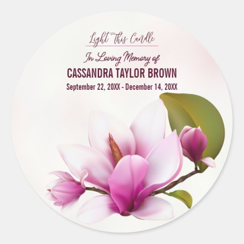 Magnolia Flower Funeral Memorial Classic Round Sticker