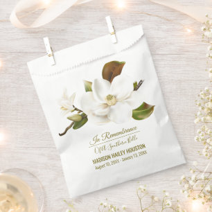 Magnolia Flower Funeral Memorial Favor Bag