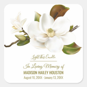 Magnolia Flower Funeral Memorial Square Sticker