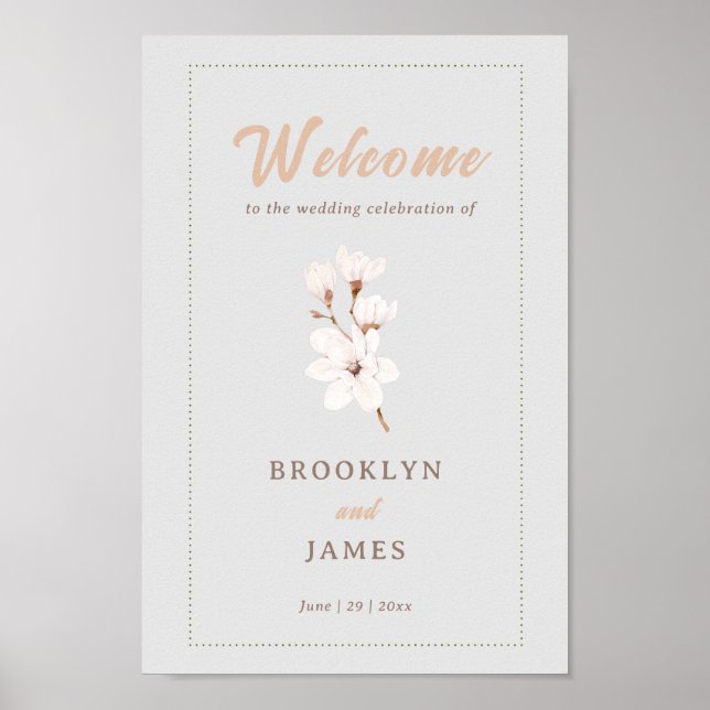 Magnolia Flower Guestbook Sign (Front)