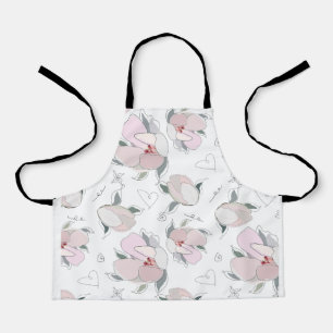 magnolia flower illustration apron