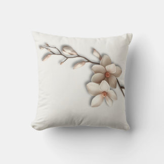  Magnolia Flower Minimalist Zen Throw Pillow