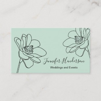 Magnolia Flower Mint Green Business Card by mazarakes at Zazzle
